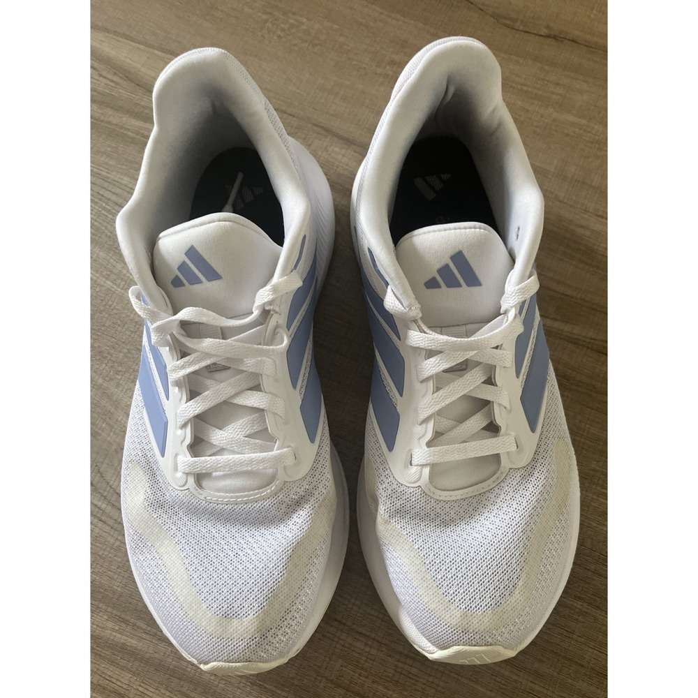 Adidas RunFalcon 5 Running Shoe White Light Blue Cloudfoam Ortholite Womens 7.5